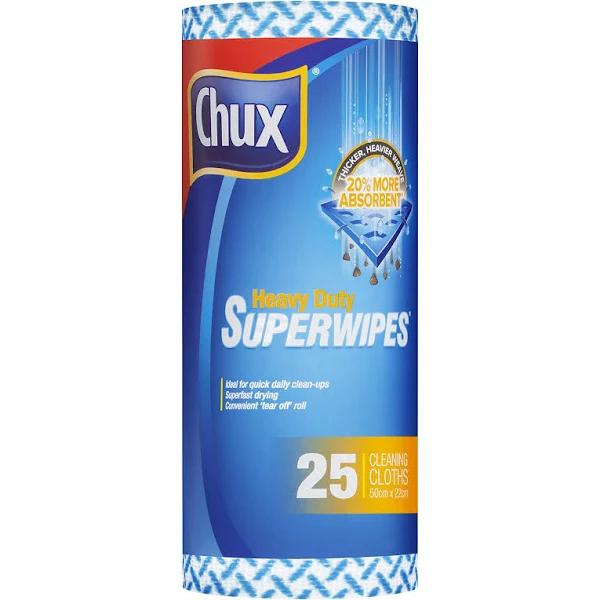 Chux Heavy Duty Superwipes Roll 25 Pack