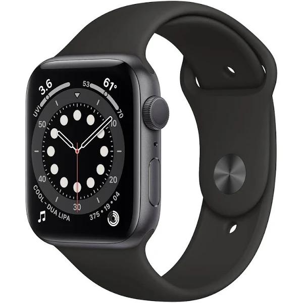 Apple Watch Series 6 (GPS, 44mm) Space Gray Aluminium Case With Black Sports Band