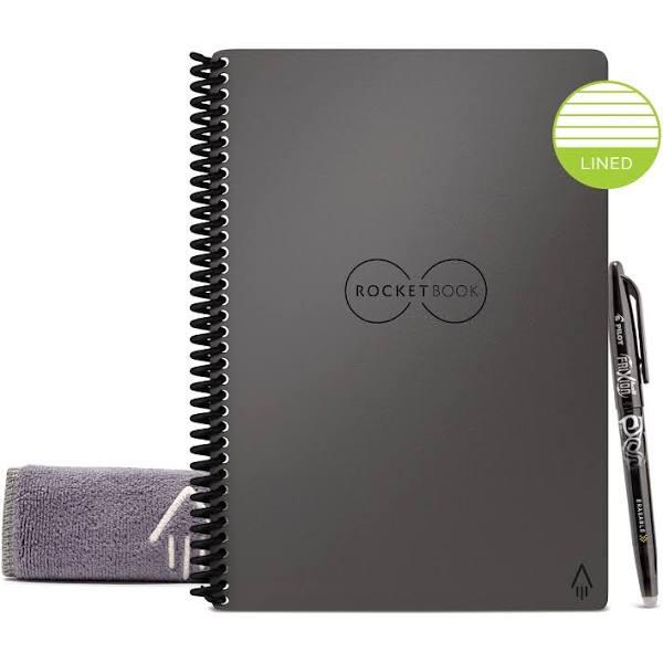 Rocketbook Core Reusable Lined Notebook Deep Space Grey A5 Executive+ Pen & Cloth