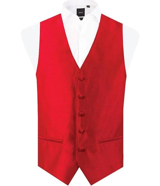 Dobell Mens Red Vest Regular Fit Dupion 5 Button Size XXX-Large - AfterPay & zipPay Available