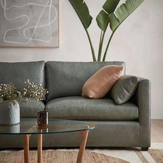 MOMBA Leather Sofa Green by Freedom