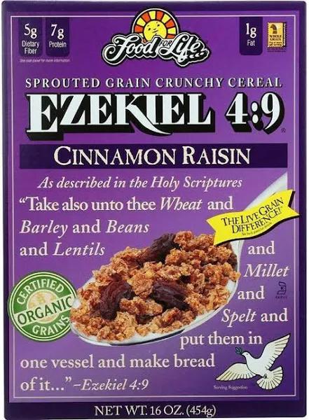 Food for Life Ezekiel 4:9 Sprouted Whole Grain Cereal Cinnamon & Raisin 454g