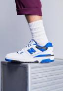 New Balance White & Blue 550 Sneakers