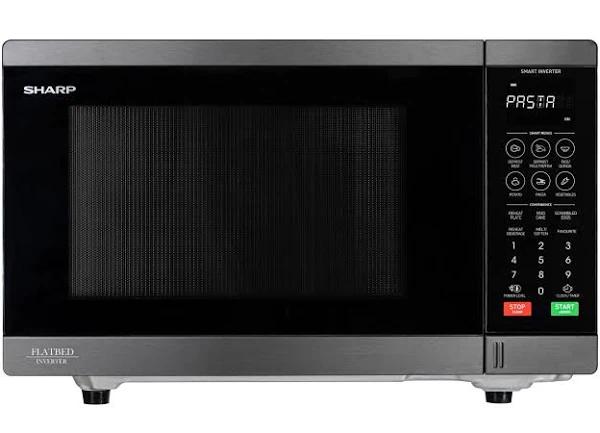 Sharp 32L Inverter Flatbed Microwave - Black Stainless