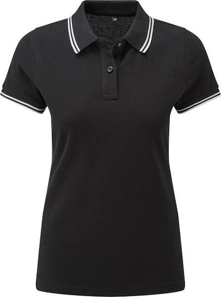 Asquith & Fox Womens/Ladies Classic Fit Tipped Polo Black/White S