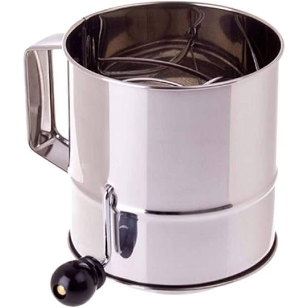 Appetito Stainless Steel 5 Cup Flour Sifter Crank