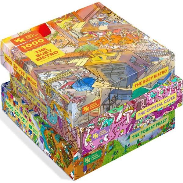 Magic Puzzles 3-Pack: The Busy Bistro, The Crystal Caves, & The Forest Feast - 1000 Piece Jigsaw Puzzles from The Magic Puzzle Company