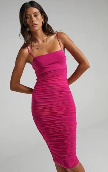 Coming For You Mesh Midi Dress in Hot Pink Mesh - Showpo Bodycon Dresses - 8 (S) | Summer Outfits | Cyber Monday Sale