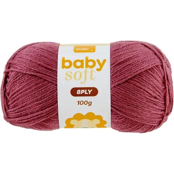 Makr Baby Soft Crochet & Knitting Yarn, Rose- 100g Acrylic Nylon Yarn