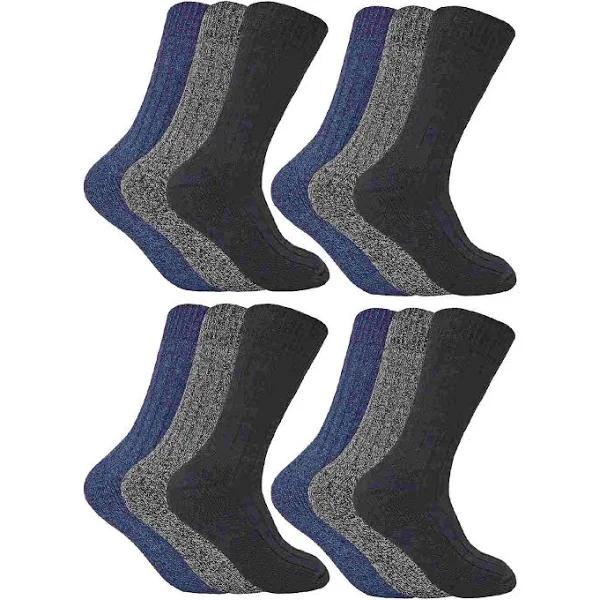 Sock Snob - 12 Pairs Mens Wool Boot Socks For Hiking - Blue Size Large - AfterPay & zipPay Available