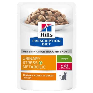 Hill's Prescription Diet C/D Multicare Stress Urinary Care + Metabolic Weight Wet Cat Food - 12 x 85g Pouches