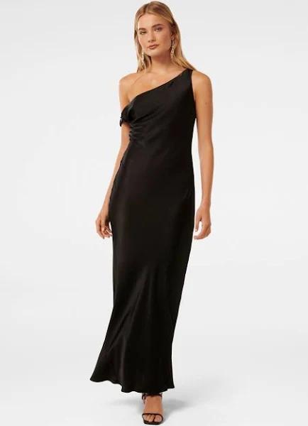 Forever New Blake Satin Tipped Shoulder Maxi Dress in Black 6