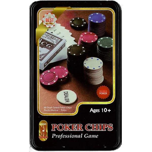 ProPoker Poker Chips (80) in Tin With Cards