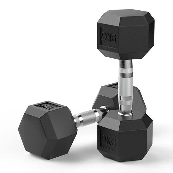 9kg Reeplex Rubber Hex Dumbbell Pair - AfterPay & zipPay Available