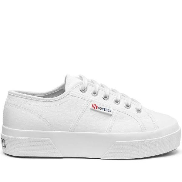 Superga 2740 Platform Tumbled Leather White, 36 / White/Natural