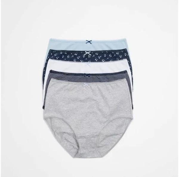 5 Pack Cotton/Elastane Full Briefs | Blue | Size 14 by Target Woman