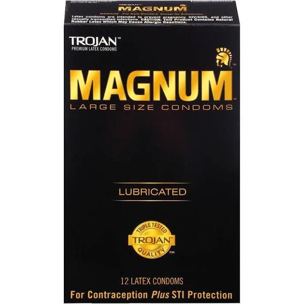 Trojan Magnum Large Size Lubricated Latex Condoms - 12 EA