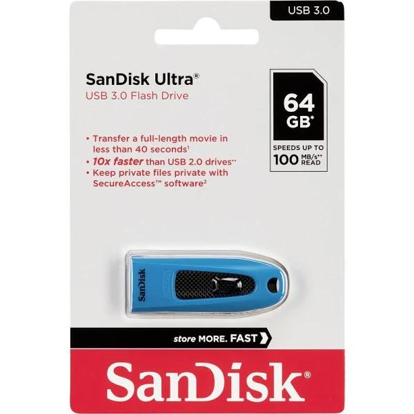 SanDisk SDCZ48-064G-U46B 64GB Ultra USB 3.0 Flash Drive Blue