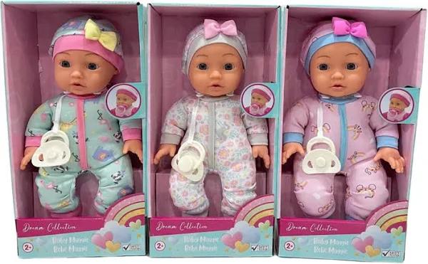 Gigo 12" Baby Maggie Dolls W/Pacifiers Assorted