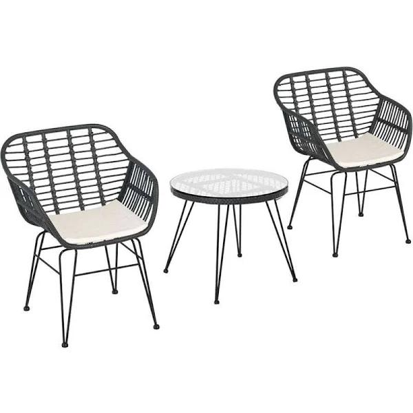 Gardeon Outdoor Furniture Lounge Setting 3 Piece Bistro Set Table Chairs Patio