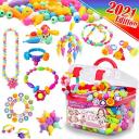 FUNZBO Kids Jewelry Making Kit For Girls Toys - Snap Pop Beads Pop-Bead Art and Craft Kits DIY Bracelets Necklace Hairband and Rings Toy For Age 3 4