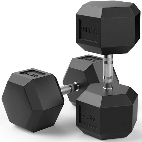 42.5kg Rubber Hex Dumbbell Pair