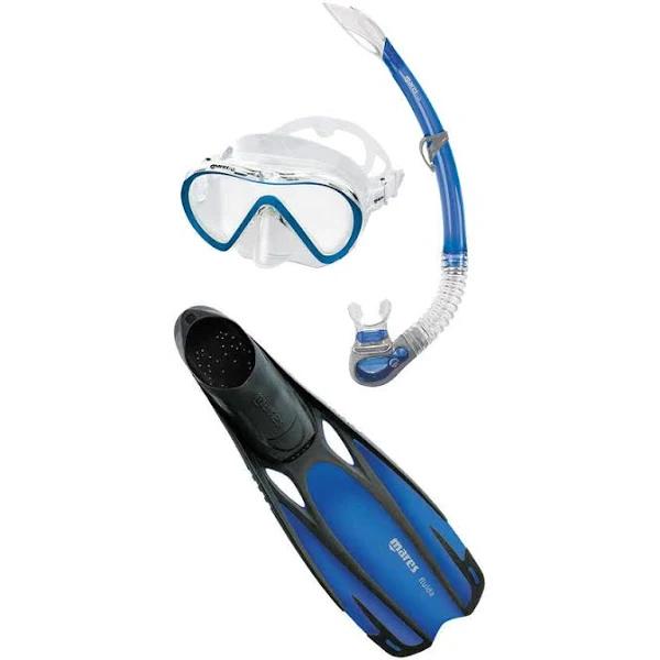 Mares Unisex Cobia Fluida Snorkel Set in Blue, M