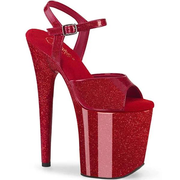 Pleaser FLAMINGO-809GP Ruby Red Glitter Patent/M Size 5