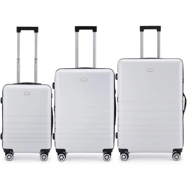 3pc Kate Hill Bloom Wheeled Trolley Hard Suitcase Luggage Set White S/M/L