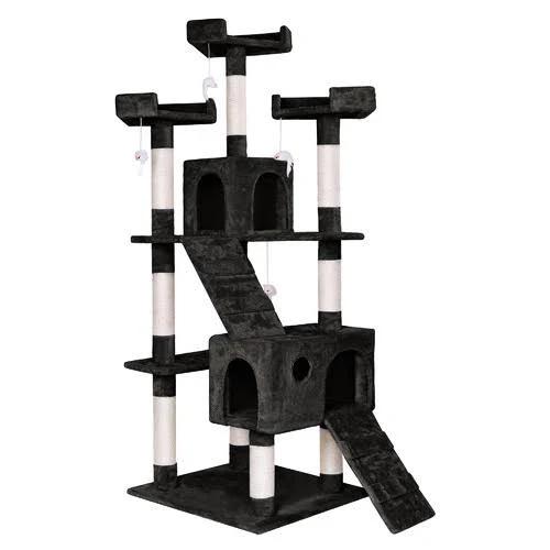 Beastie Cat Tree Scratcher Tower Scratching Post Condo House Furniture Wood Black 180cm - AfterPay & zipPay Available