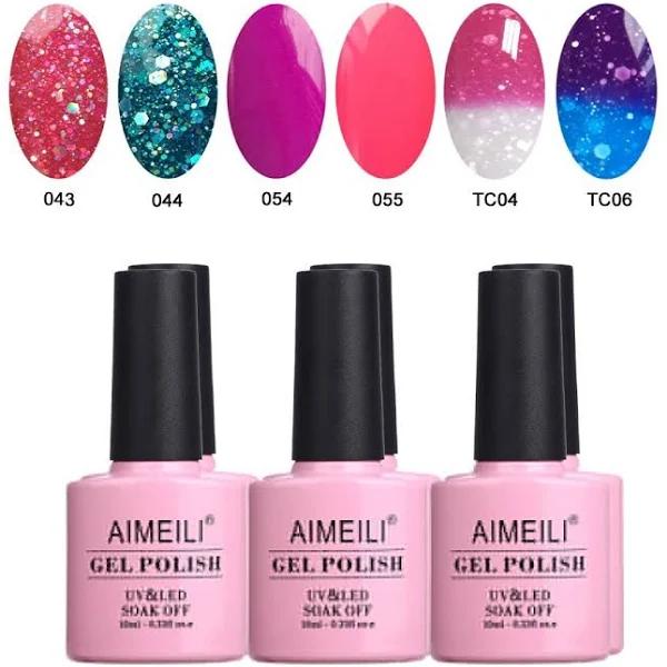 Aimeili Soak Off UV LED Gel Nail Polish Multicolour/Mix Colour/Combo Colour Set of 6pcs x 10ml - Kit 8