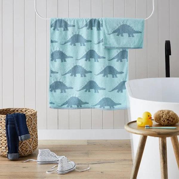 Adairs Kids Stegosaurus Aqua Towel Range - Bath Towel