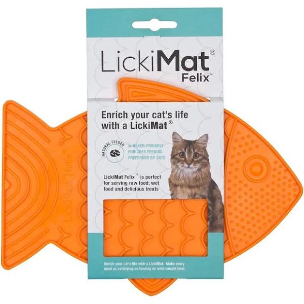 LickiMat Felix Cat Slow Feeder Orange