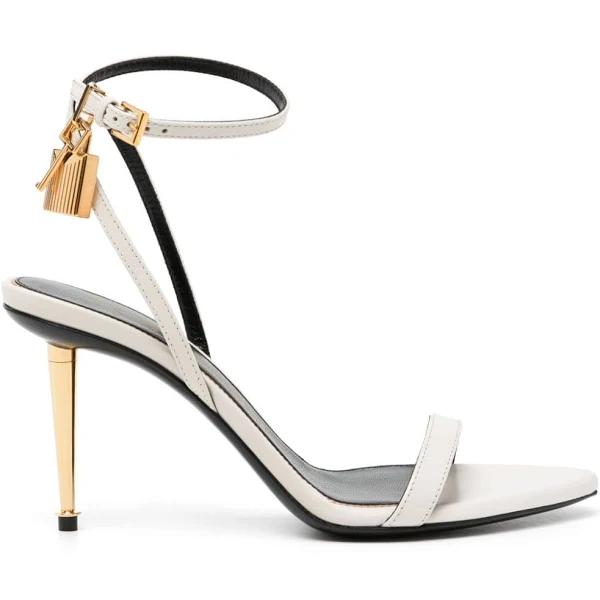 Tom Ford Padlock 85mm Leather Sandals - White