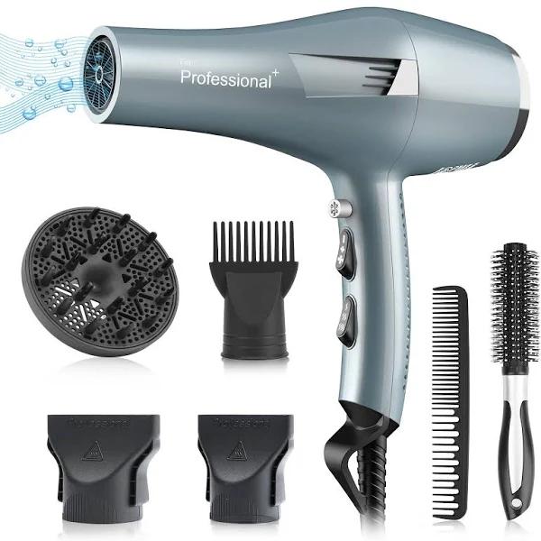 Faszin Ionic Hair Dryer, Professional Hairdryer Fast Drying Blow Dryer with 2 Speed 3 Heat Setting, with Diffuser, Nozzle, Concentrator Comb for