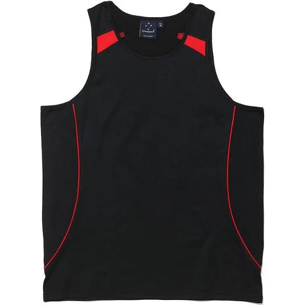 Loyal | Mens TrueDry Contrast Sport Singlet Black+Red XL