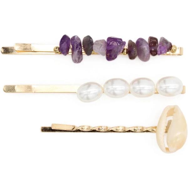 Morgan & Taylor Ciello Hair Clip Set in Purple/Gold