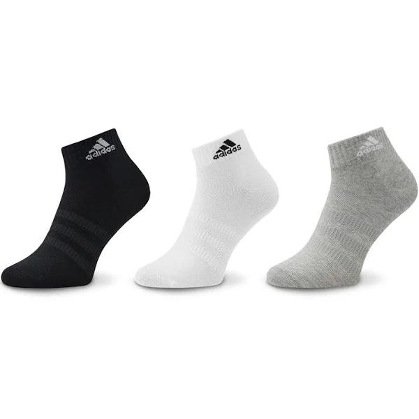 Adidas Thin and Light Ankle Socks 3 Pairs - Grey/Black/White, XS