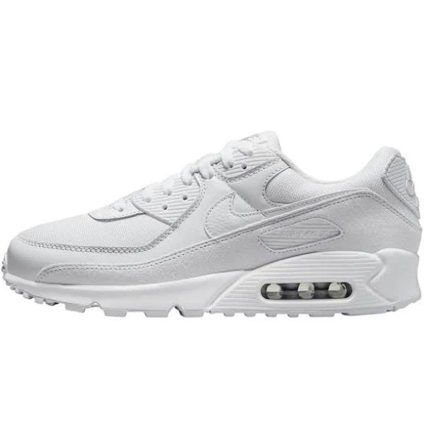 Mens Nike Air Max 90 Premium Triple White Athletic Shoes