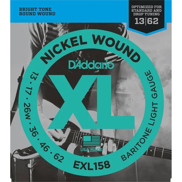 D'Addario EXL158 Nickel Wound Electric Guitar Strings - Baritone Light (13-62)