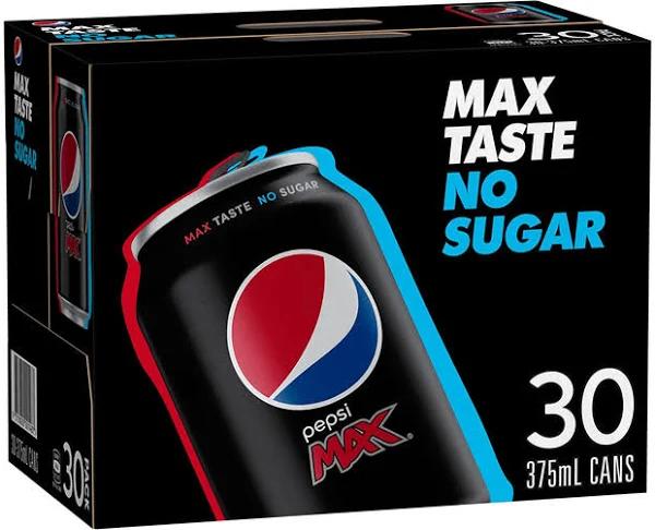 Pepsi Max Zero Sugar Cola Soft Drink 30 x 375ml