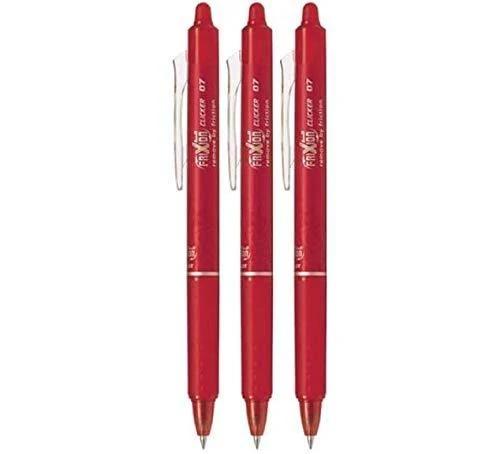 Pilot Frixion Ball Clicker Retractable Erasable Gel Pen, Fine Point, 0.7mm, Red Ink, 3 Count