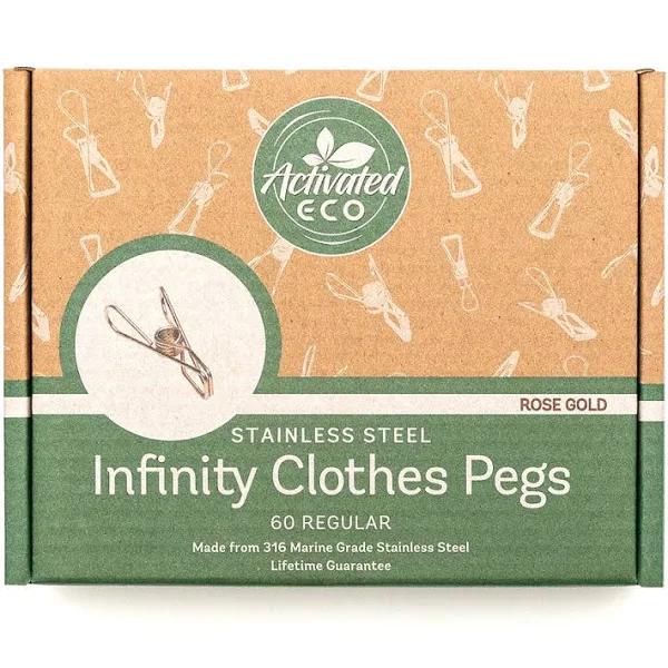 Rose Gold Stainless Steel Infinity Clothes Pegs 60 Pack