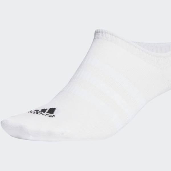 adidas-Thin and Light No-Show Socks 3 Pairs-Unisex-White / Black-M