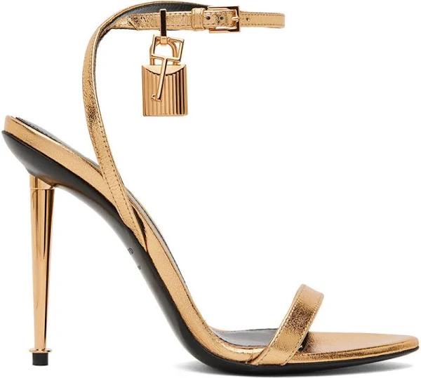 Tom Ford, Padlock leather sandals, Women, Gold, EU 39.5, Sandals