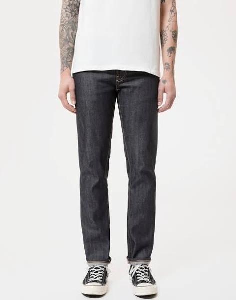 Nudie Jeans Grim Tim Dry Original Selvage Mid Waist Slim Leg Men's Organic Jeans W32/L30 Sustainable Denim