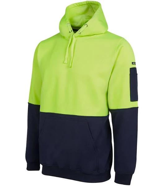 JBs Mens Hi Vis Pull Over Hoodie 6HVPH (Lime/Navy, M)