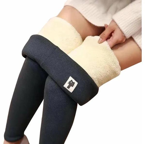 Winter Plush Fleece Lined Leggings Warm High Waist Stretchy Slimming Pants S-5xl