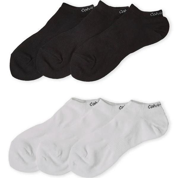 6pk Calvin Klein Women's One Size No Show Socks Black/White Assorted - Earn Everyday Rewards, AfterPay Available