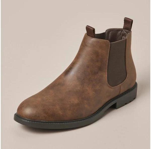 Mens Cleated PU Chelsea Boots - Troy | Brown | Size 8 by Target Man